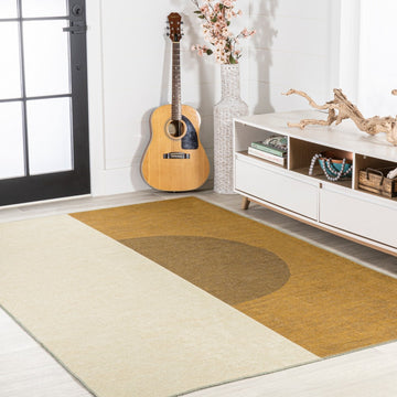 Demie Minimalist Graphic Circle Machine-washable Area Rug